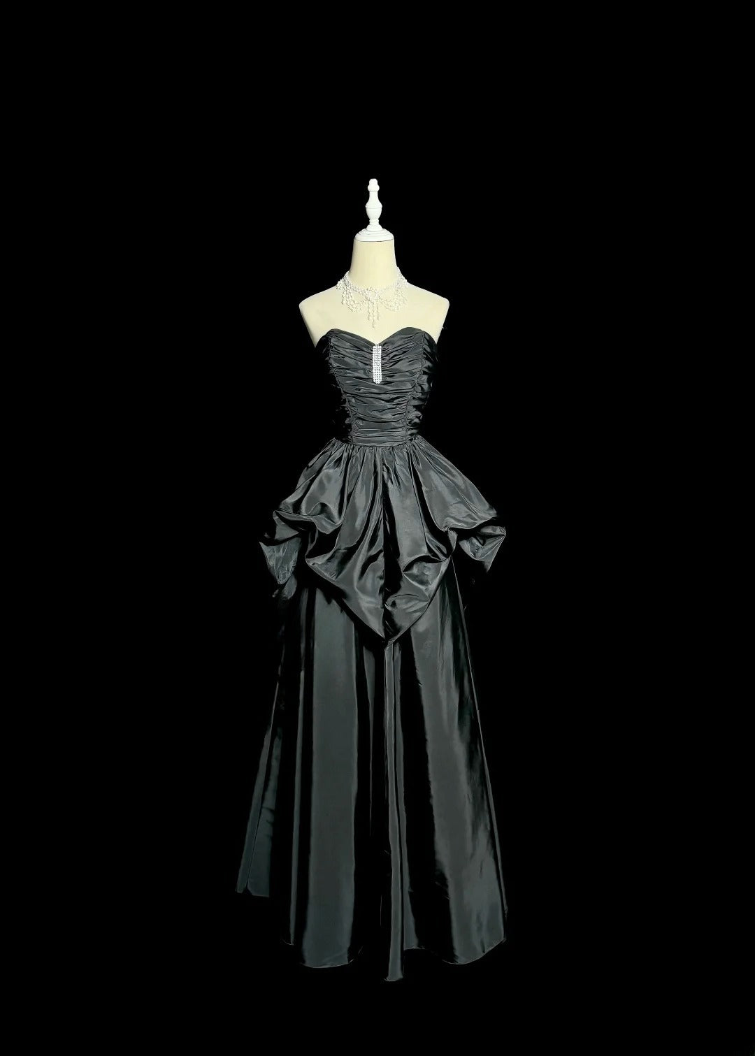 Beauty Prom Dress Black Sweetheart Pleated Long Prom Dress Evening Dress  D3201