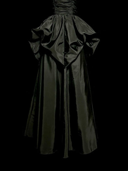 Beauty Prom Dress Black Sweetheart Pleated Long Prom Dress Evening Dress  D3201