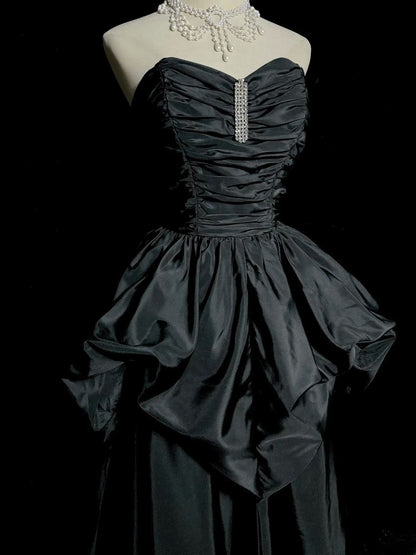 Beauty Prom Dress Black Sweetheart Pleated Long Prom Dress Evening Dress  D3201