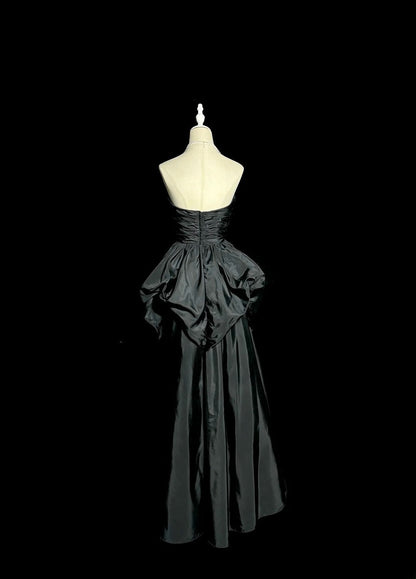 Beauty Prom Dress Black Sweetheart Pleated Long Prom Dress Evening Dress  D3201