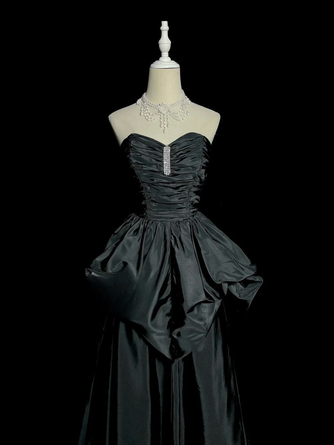 Beauty Prom Dress Black Sweetheart Pleated Long Prom Dress Evening Dress  D3201