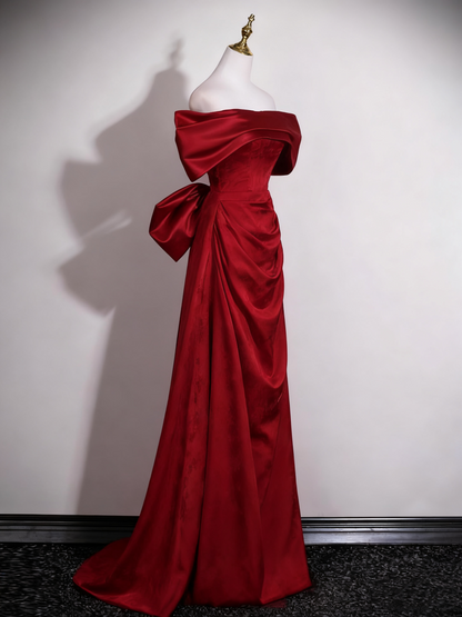 Elegant Prom Dress A Line Wine Red Off Shoulder Birthday Party Outfits Evening Gown   D3321