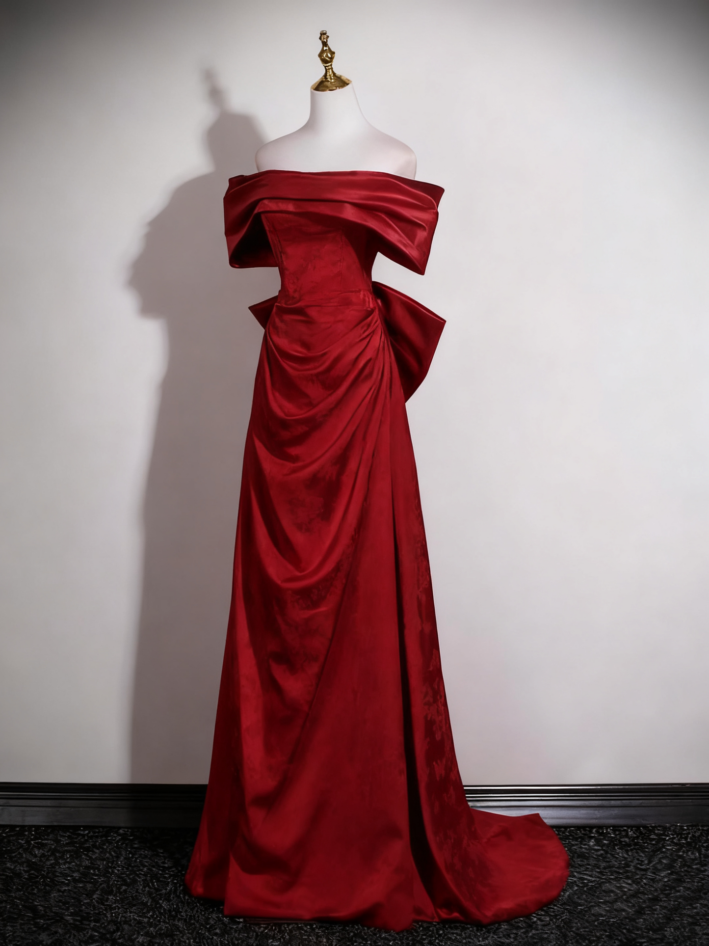 Elegant Prom Dress A Line Wine Red Off Shoulder Birthday Party Outfits Evening Gown   D3321