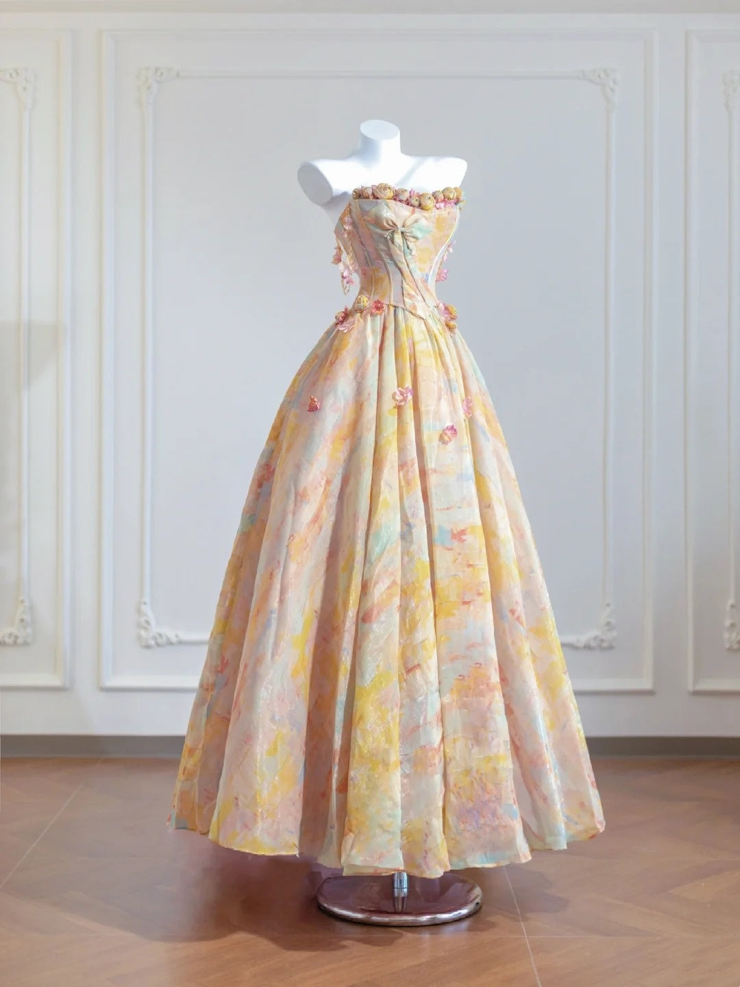 Colorful Prom Dress A Line Sweetheart Pleated Print Evening Dress Quinceanera Dress Ball Gown    D3362