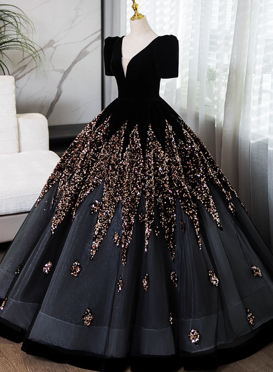 Gorgeous Prom Dress V-neck Pleated Ball Gown Sweet 16 Dress Evening Dress     D3844