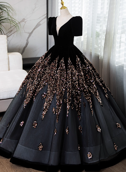 Gorgeous Prom Dress V-neck Pleated Ball Gown Sweet 16 Dress Evening Dress     D3844