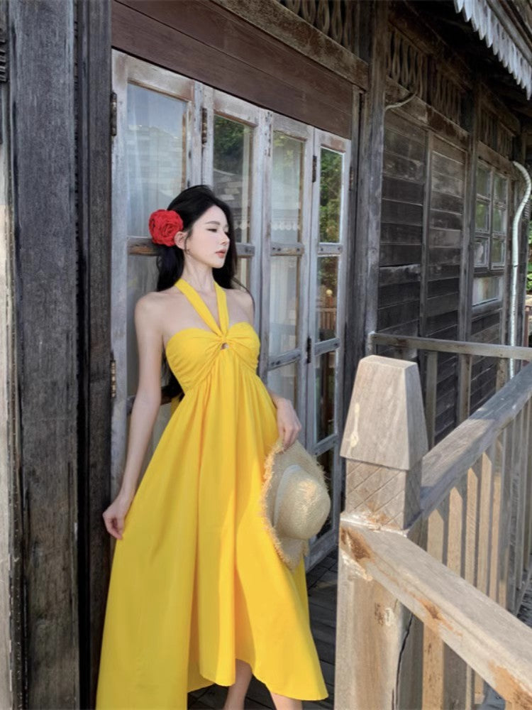 A Line Yellow Long Stunning Evening Gown Party Prom Dress S7265