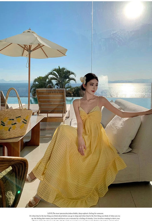 A Line Yellow Long Stunning Evening Gown Party Prom Dress       S7296