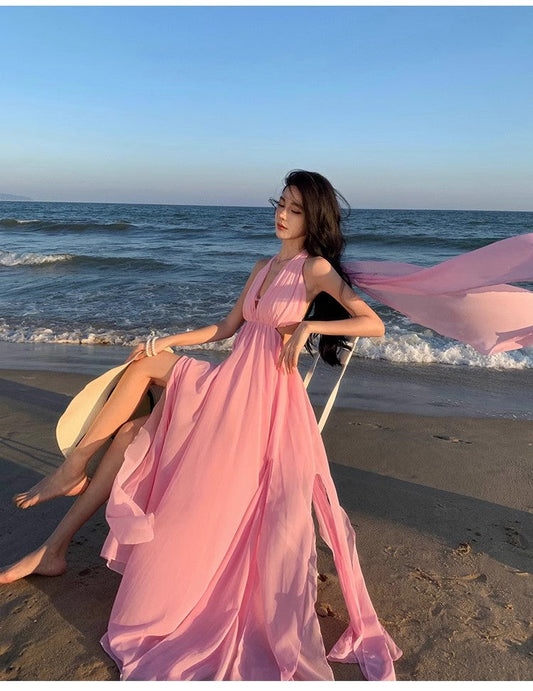 A Line Pink Long Stunning Evening Gown Party Prom Dress       S7307