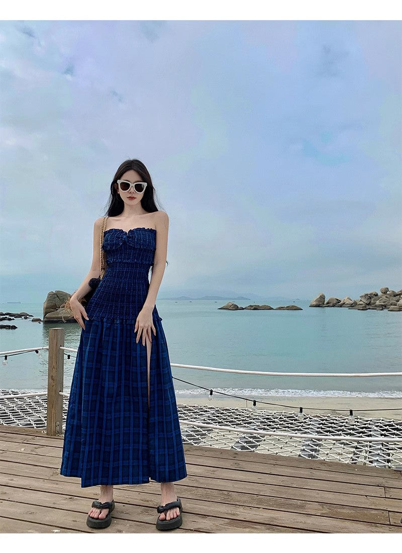A Line Blue Long Stunning Evening Gown Party Prom Dress       S7301