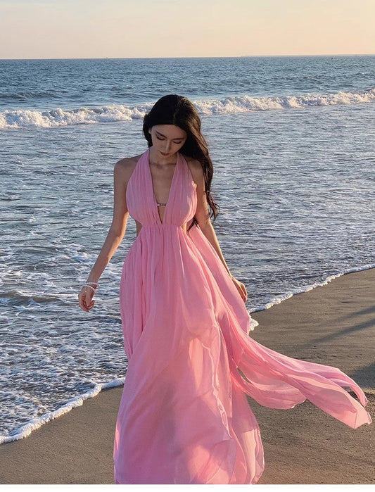 A Line Pink Long Stunning Evening Gown Party Prom Dress       S7307