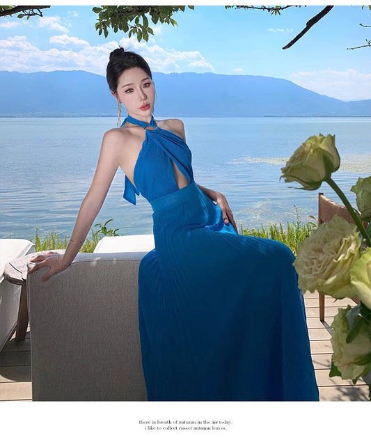 A Line Blue Long Stunning Evening Gown Party Prom Dress       S7304