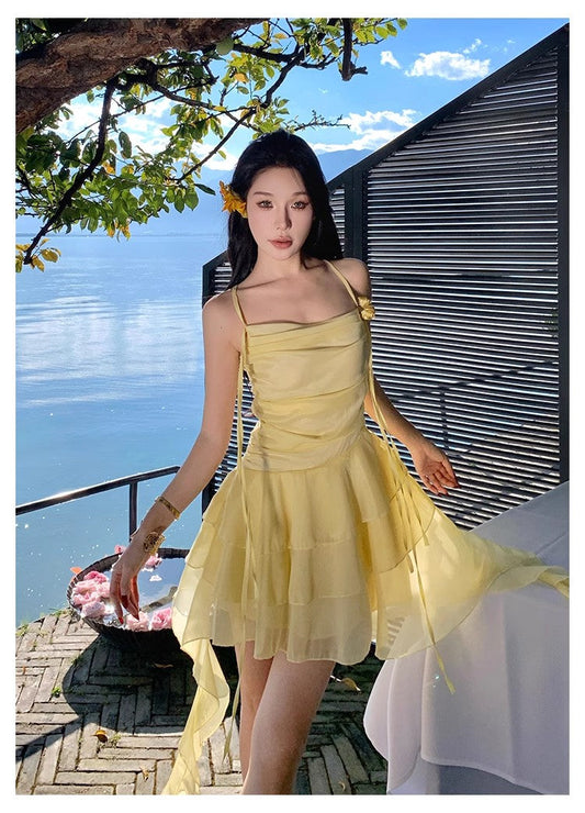 A Line Yellow Long Stunning Evening Gown Party Prom Dress       S7286
