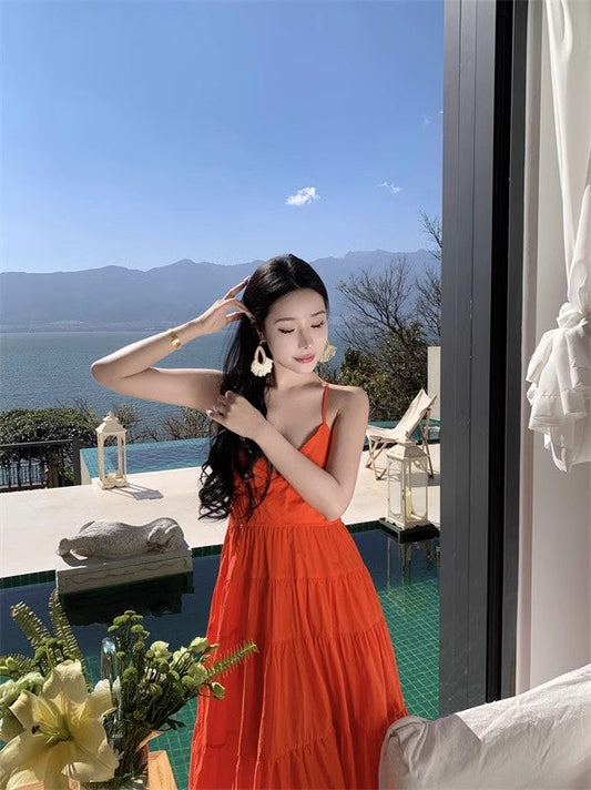 A Line Orange Long Stunning Evening Gown Party Prom Dress       S7290