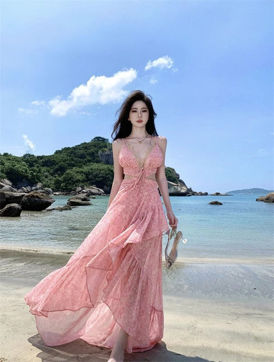 A Line Pink Long Stunning Evening Gown Party Prom Dress       S7309