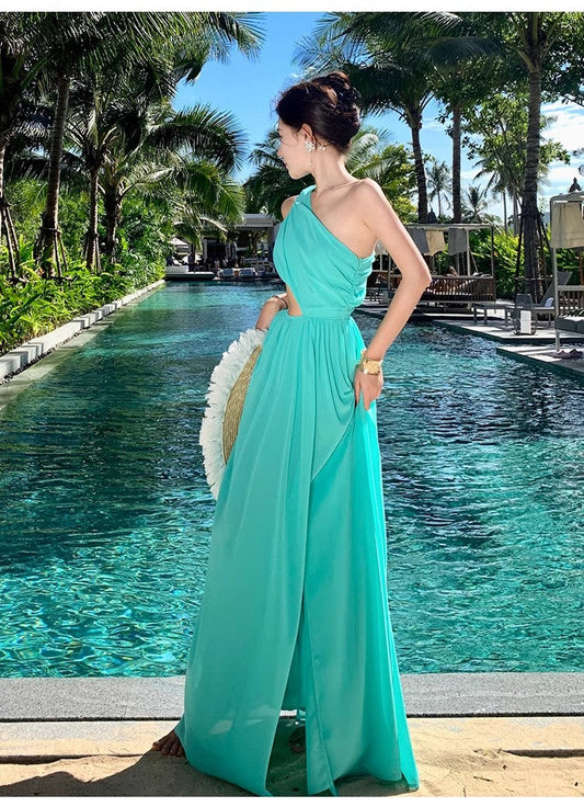 A Line Blue Long Stunning Evening Gown Party Prom Dress       S7279