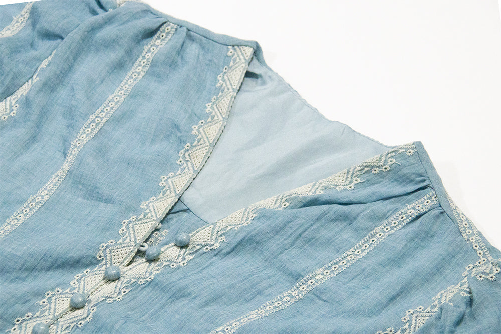 2025 new bohemian holiday dress blue v-neck embroidered beach maxi dress R0008