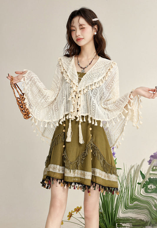 Han element green suspender dress 2025 temperament wear short skirt R1949