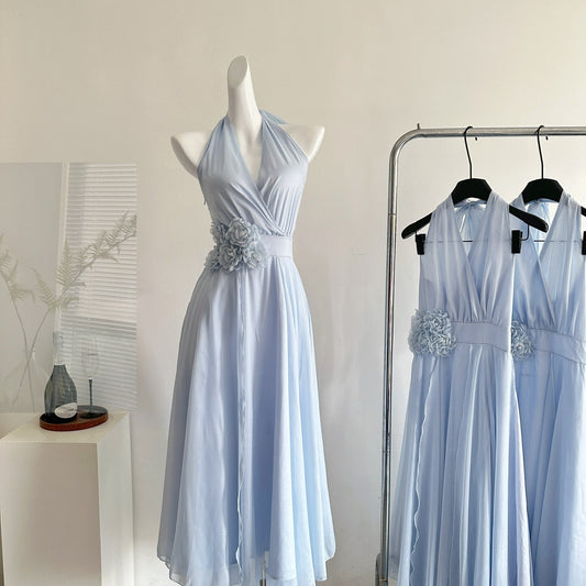 Halter Neck Fairy Flower Multi-Panel Dress Holiday Dress R2064