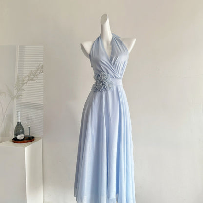 Halter Neck Fairy Flower Multi-Panel Dress Holiday Dress R2064
