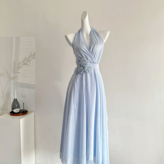Halter Neck Fairy Flower Multi-Panel Dress Holiday Dress R2064