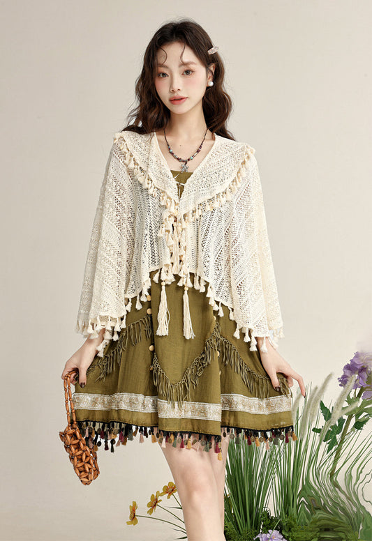 Han element green suspender dress 2025 temperament wear short skirt R1949