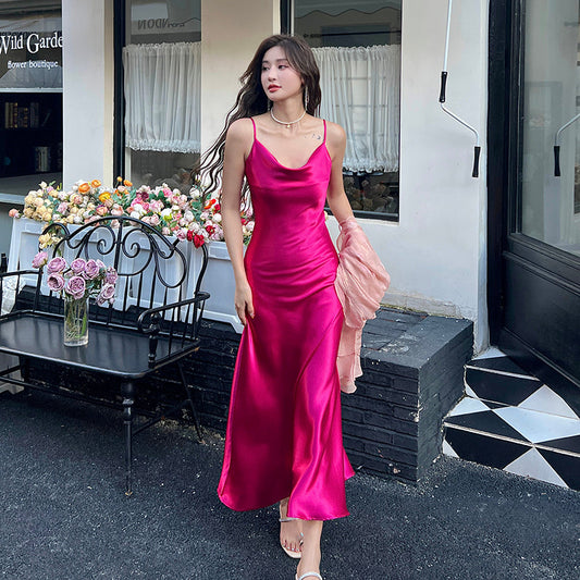 High-grade triacetate suspender dress exquisite dress lady temperament dress slim fit R0986