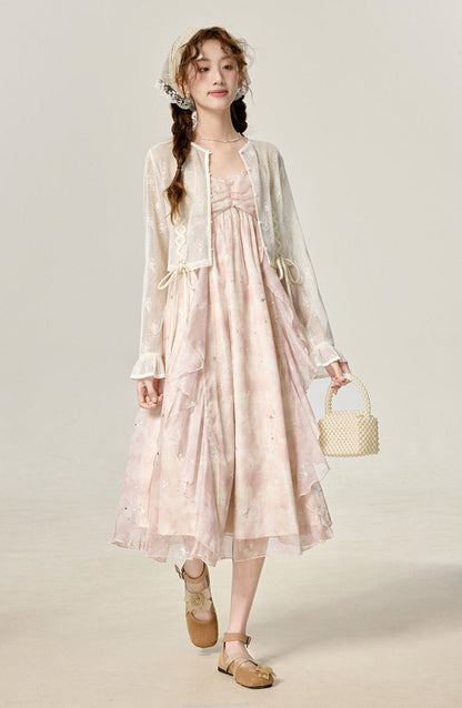 2025 summer thin outer wear suspender dress white sunscreen jacket R1951