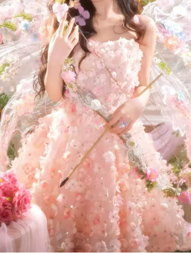 Cute Homecoming Dress Strapless Flowers Tulle Prom Dress Back to School Outfits Party Dress  D6173