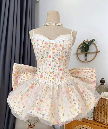 Cute Homecoming Dress Spaghetti Strap Tulle Bowknot Prom Dress Back to School Outfits Party Dress  D6203