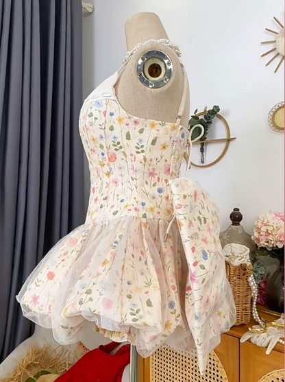 Cute Homecoming Dress Spaghetti Strap Tulle Bowknot Prom Dress Back to School Outfits Party Dress  D6203