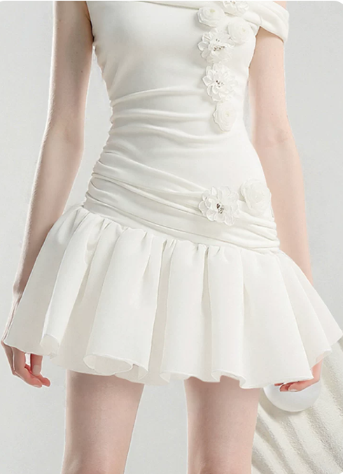 Elegant Homecoming Dress One Shoulder Flower Tulle Prom Dress Back to School Outfits Party Dress  D6243