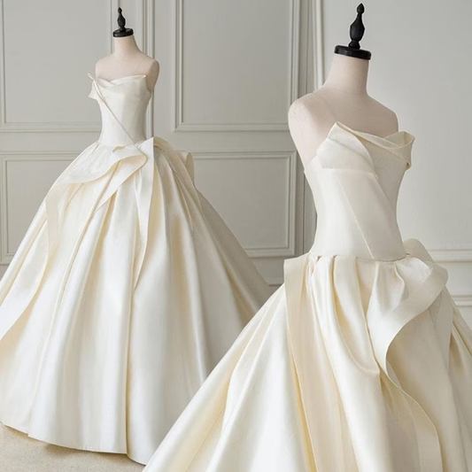 Ivory Wedding Dress Satin Wedding Dress Ball Gown Wedding Dresses