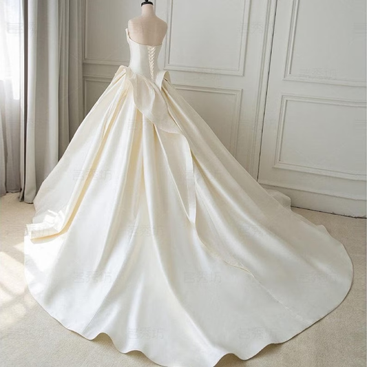 Ivory Wedding Dress Satin Wedding Dress Ball Gown Wedding Dresses