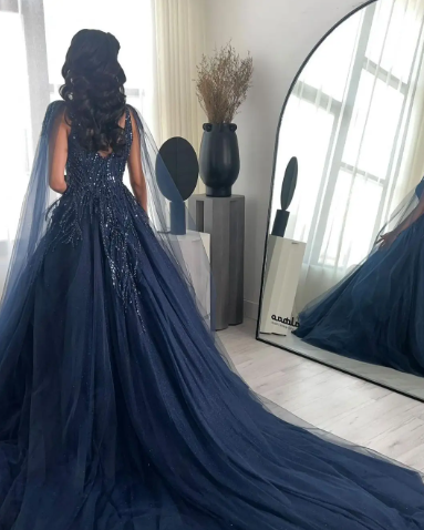 A line Embroidery Sequins Beaded Cocktail Ball gown Evenning Dress Formal Occasion Party for Women