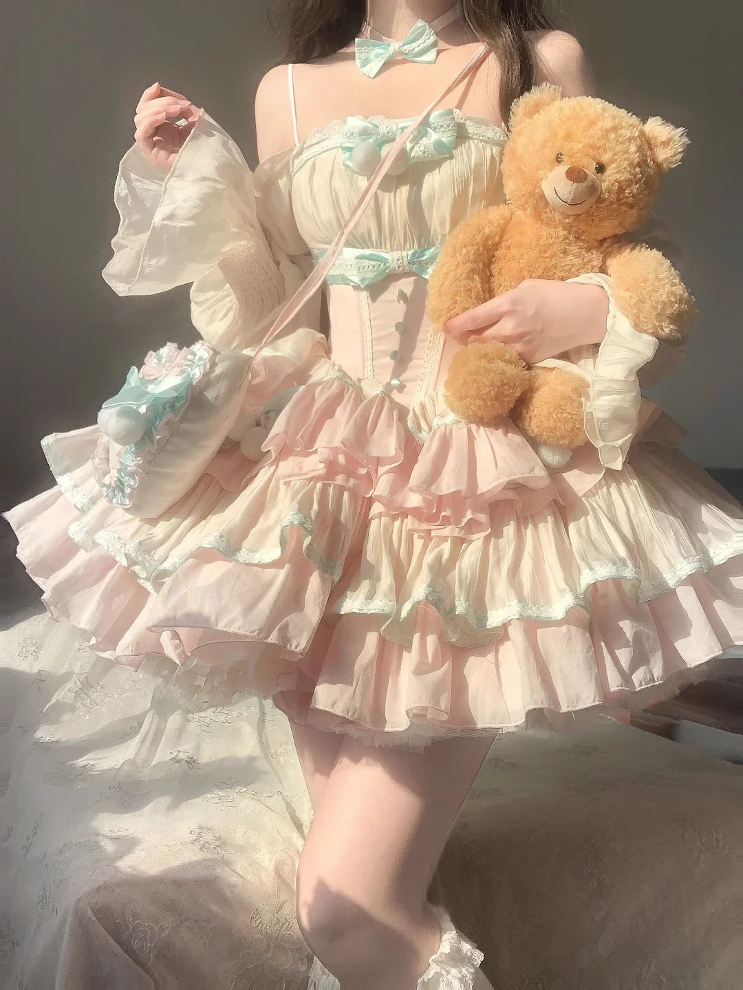 Cute Ball Gown Strapless Short Pink Cocktail Dresses Birthday Outfits With Bowknot