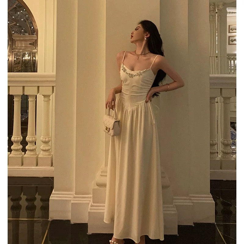 Elegant A Line Spaghetti Straps Long Prom Dresses Birthday Outfits Evening Gown