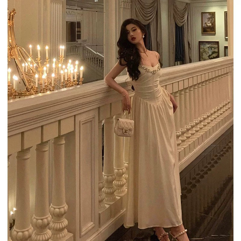 Elegant A Line Spaghetti Straps Long Prom Dresses Birthday Outfits Evening Gown