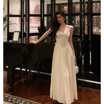 Elegant A Line Spaghetti Straps Long Prom Dresses Birthday Outfits Evening Gown