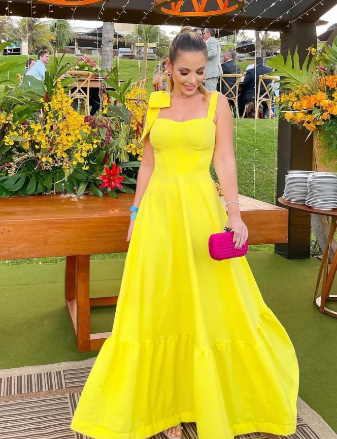 Square Neck Bow Back Ruffled Hem A-Line Floor-Length Evening Dress