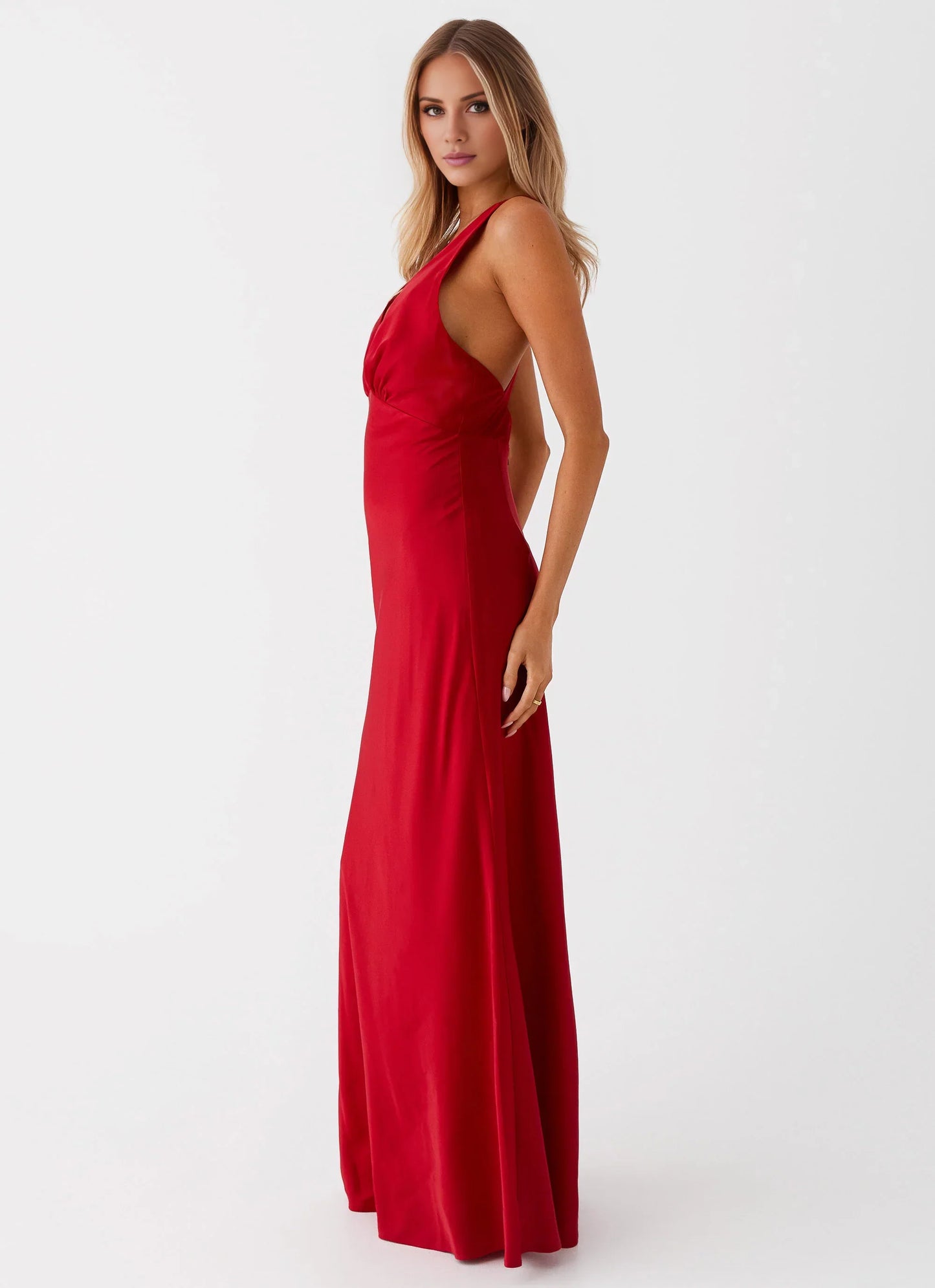 Streamlined V-Neck Sleeveless Cross-Back Mermaid Floor-Length Prom Dress