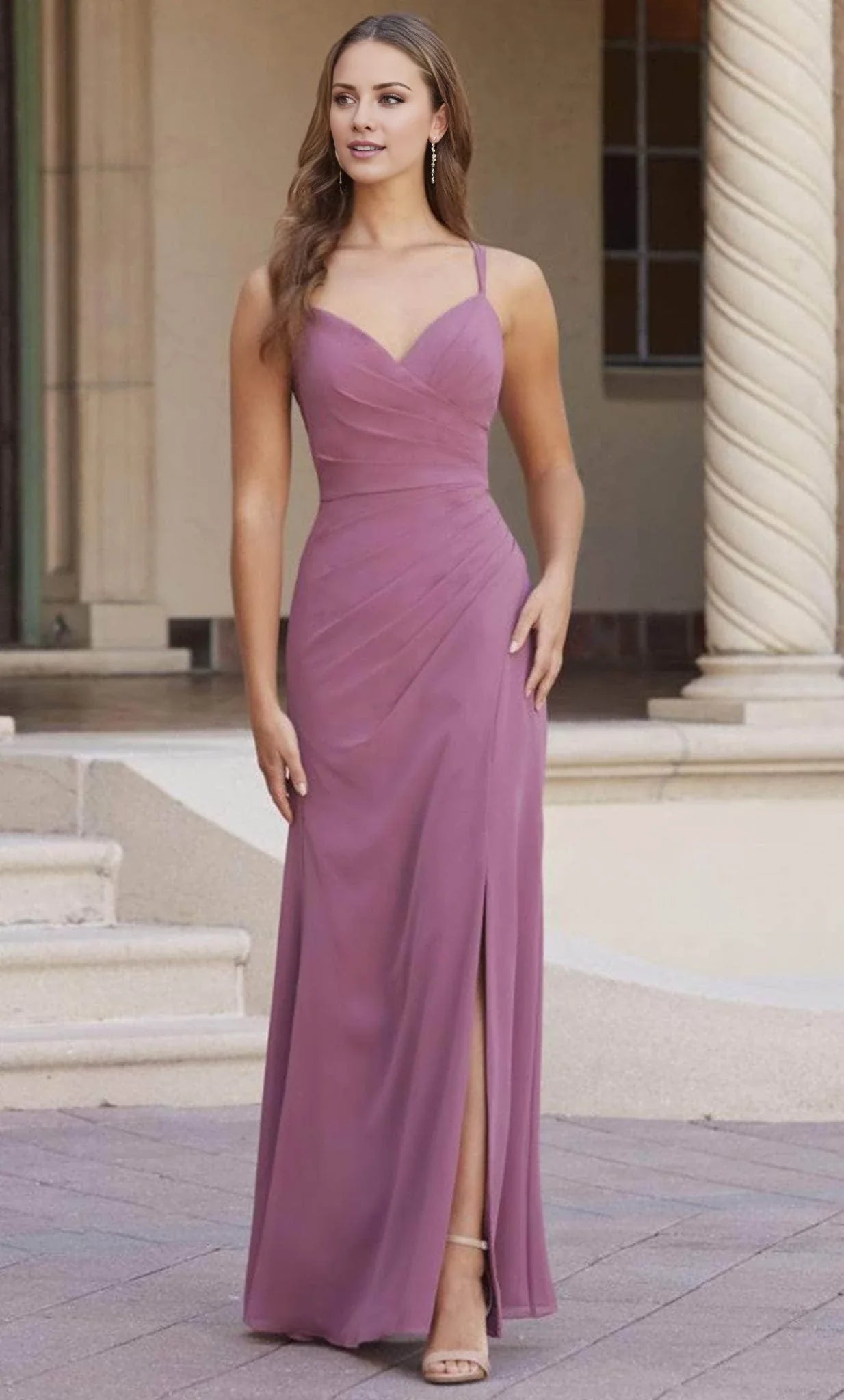 Sweetheart collar off shoulder sleeveless thin shoulder strap backless side slit and floor length Prom dress