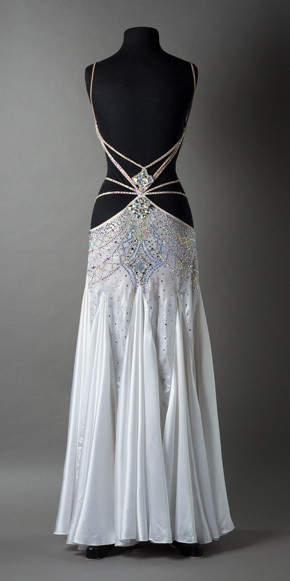 Gorgeous Spaghetti Straps Satin Beaded Mermaid Prom Dress Backless Long Party Gown SP380