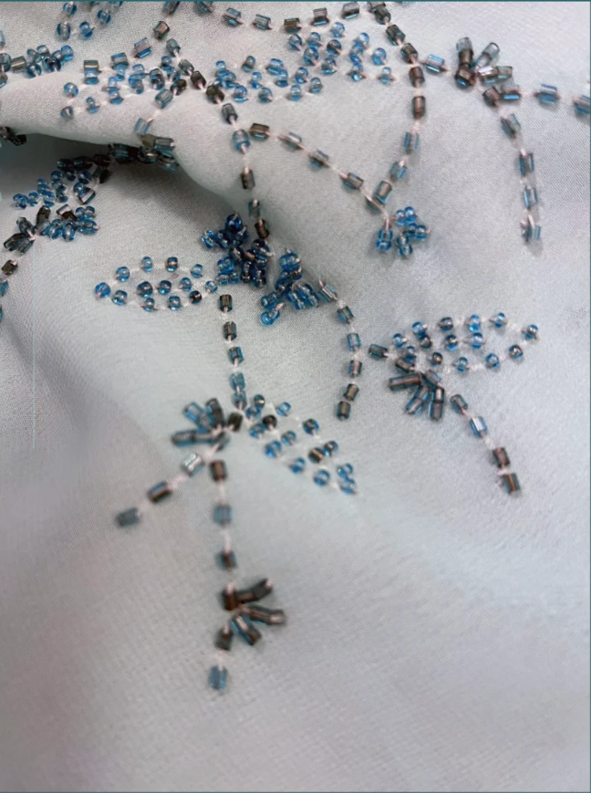 Gorgeous Spaghetti Straps Omber Blue Chiffon Beaded Mermaid Long Party Dress Evening Gown