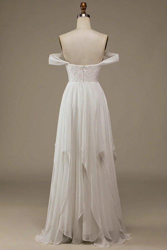 Ivory Bohemian Snow Spinning Asymmetric Lace Wedding Dress