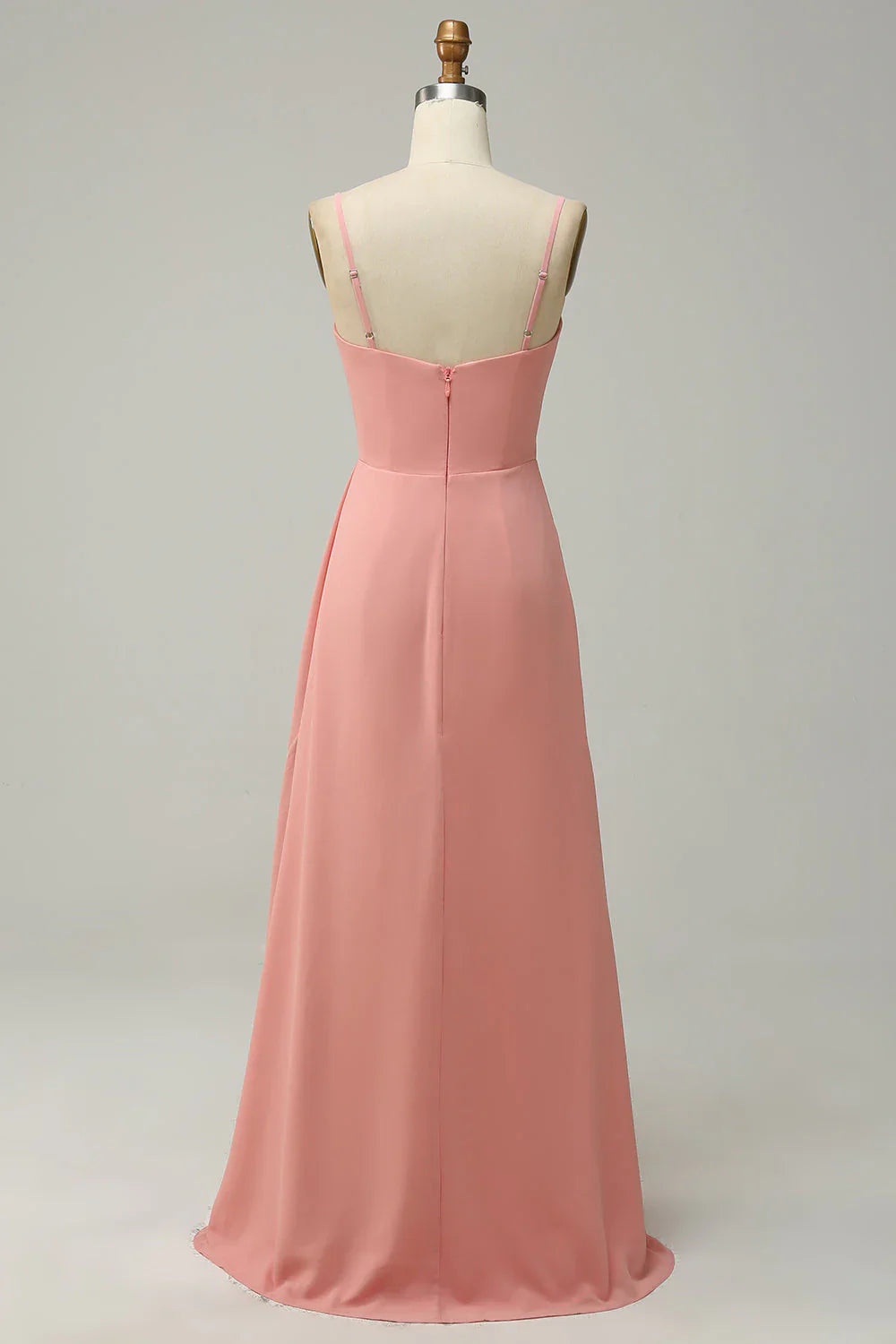 Green pendant long chiffon bridesmaid dress