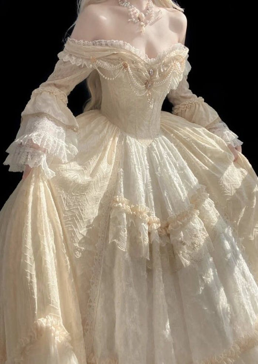 A Line Off Shoulder Ball Gowns Wedding Dress Lace Princess Dresses