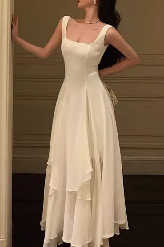 A Line Square Neck Prom Dresses Elegant Evening Gown