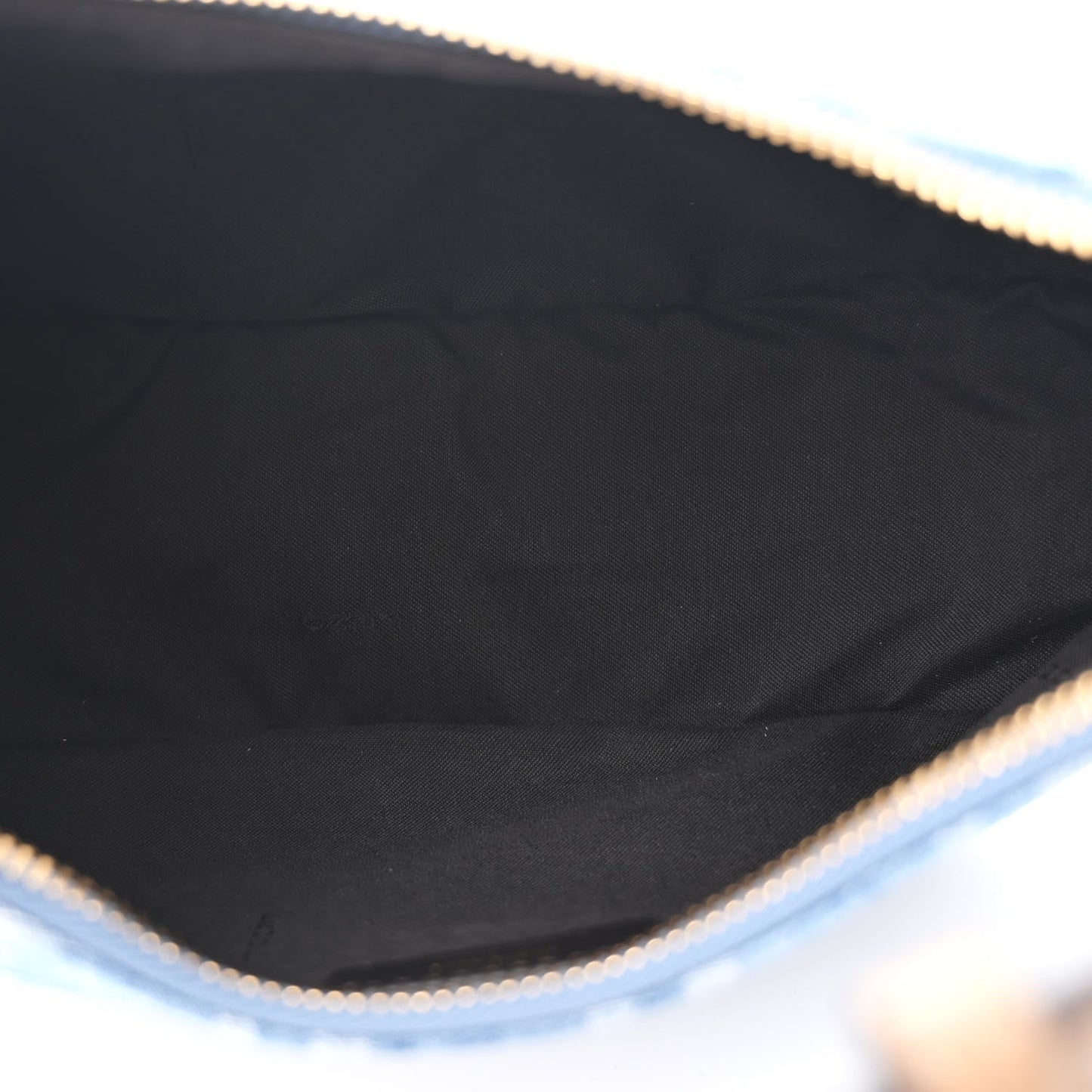 Denim Vitello Grace Mirror Logo Small Fendigraphy Hobo Bag Denim Sand