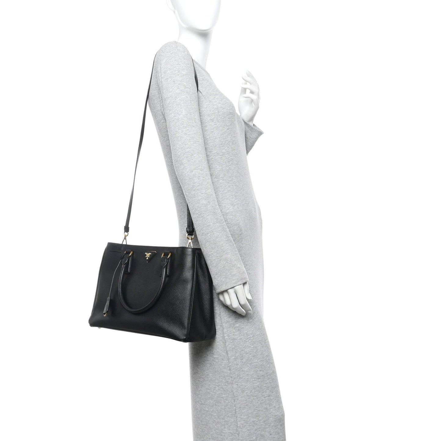 Saffiano Lux Medium Tote Black